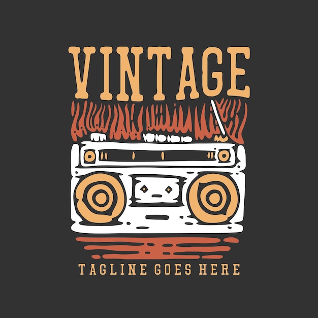 Diseño de camiseta vintage con radio y fondo gris ilustración vintage