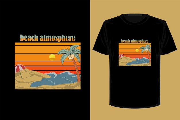 Diseño de camiseta vintage retro de ambiente de playa.