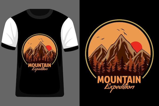 Diseño de camiseta vintage retro de expedición de montaña