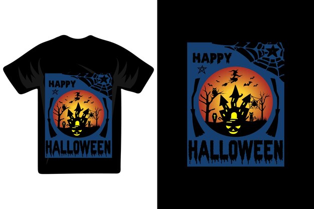 Diseño de camiseta vintage retro feliz fiesta de Halloween