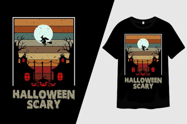 Diseño de camiseta vintage retro de miedo de Halloween