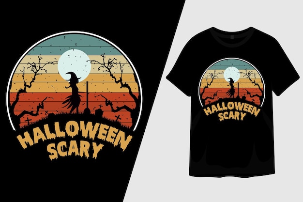 Diseño de camiseta vintage retro de miedo de Halloween