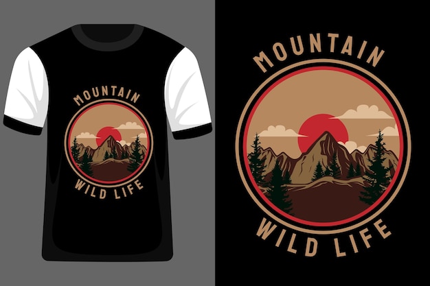 Diseño de camiseta vintage retro de mountain wild life