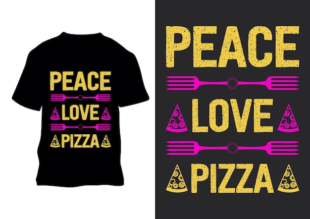 Vector diseño de camiseta vintage retro de pizza de amor de paz