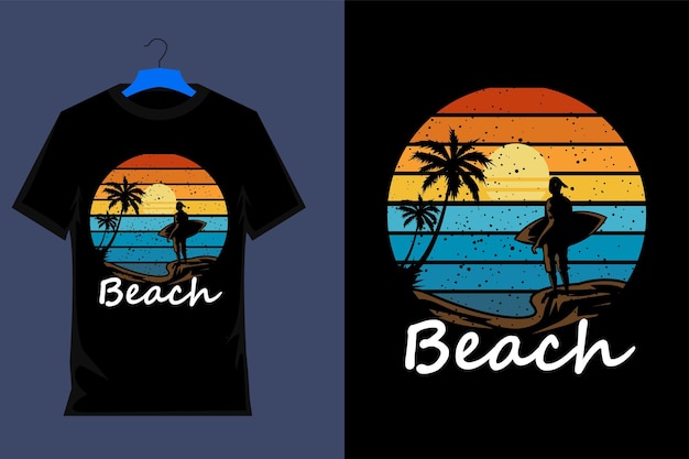 Diseño de camiseta vintage retro de playa