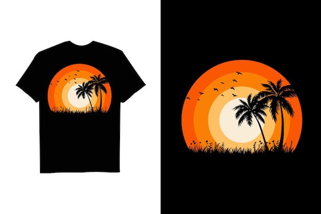 Diseño de camiseta vintage retro puesta de sol retro