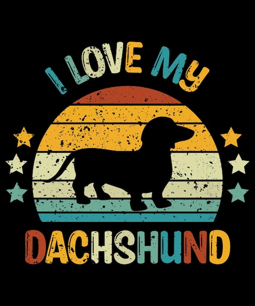 Diseño de camiseta vintage y retro de silueta Dachshund