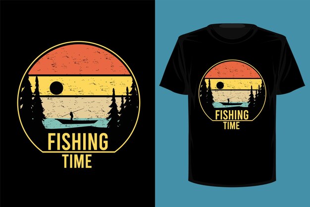 Diseño de camiseta vintage retro de tiempo de pesca