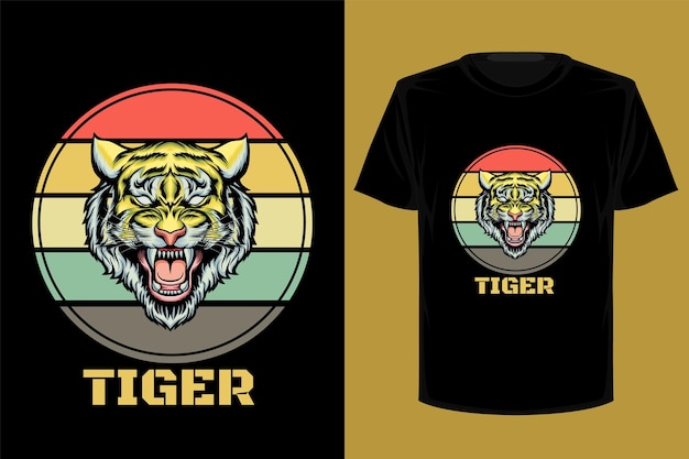 Diseño de camiseta vintage retro tigre