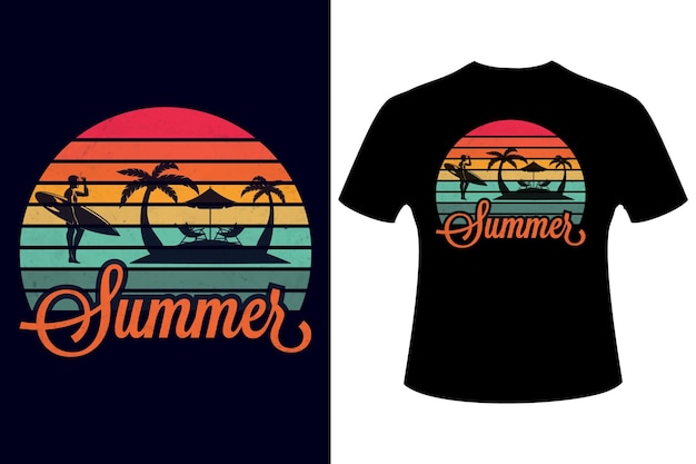 Diseño de camiseta vintage retro de vibers de verano vector premium