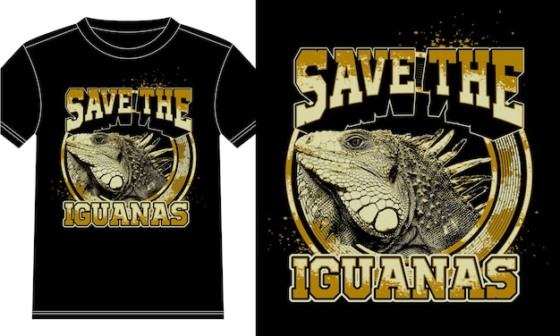 Diseño de camiseta vintage Save the Iguanas