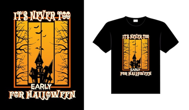 Diseño de camiseta vintage de terror de Halloween, diseño de tipografía de gráficos vectoriales de plantilla de impresión de miedo