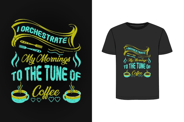 Diseño de camiseta vintage de tipografía de café vector premium