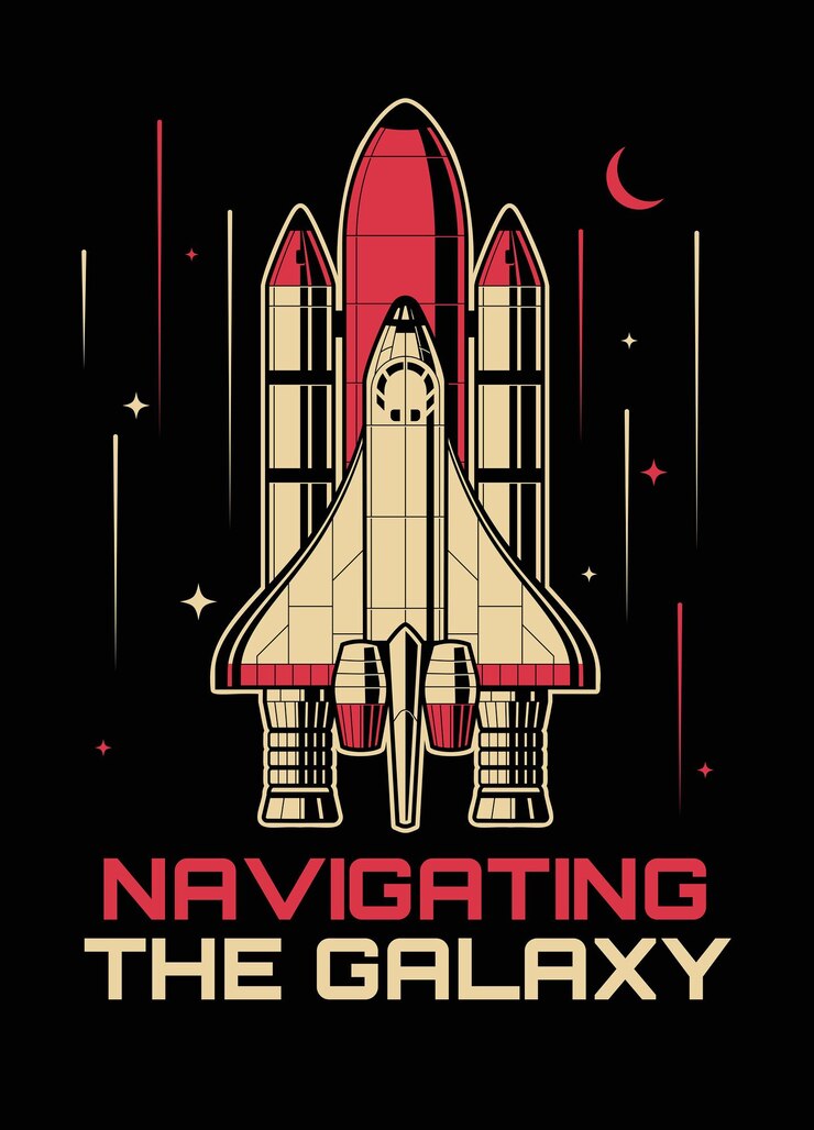 Vector diseño de camiseta vintage del transbordador espacial