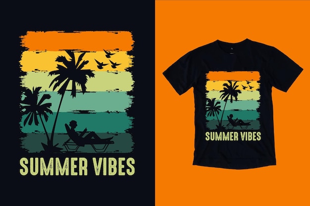 Diseño de camiseta vintage de vibraciones de verano