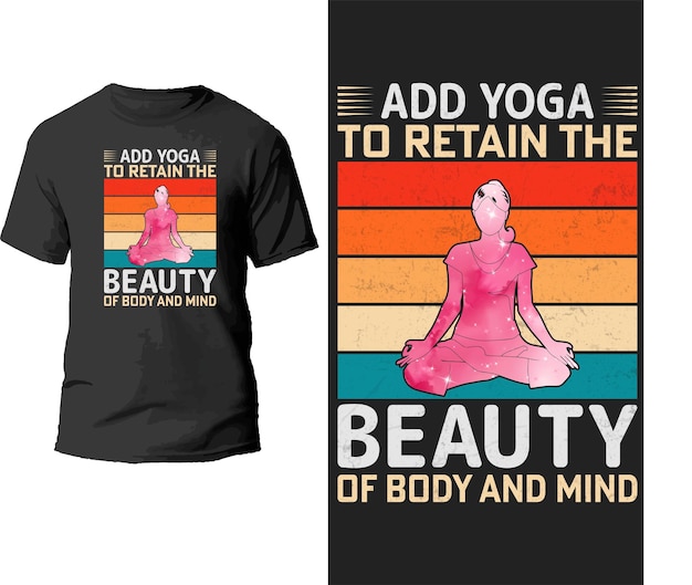 Diseño de camiseta vintage de yoga.