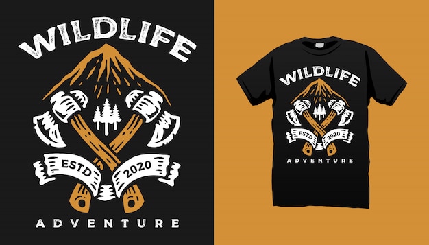 Diseño de camiseta de wildlife mountain