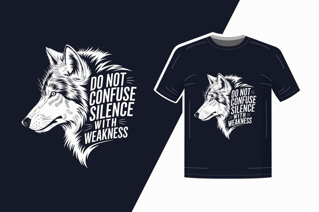 El diseño de la camiseta de Wolf Silence Quote
