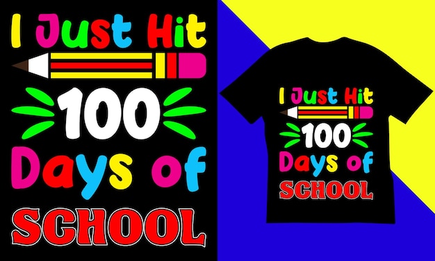 Diseño de camisetas de 100 días de escuela.