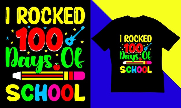 Diseño de camisetas de 100 días de escuela.