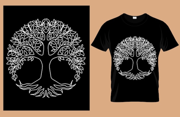 Diseño de camisetas de arte digital Diseño de ilustraciones vectoriales de árbol 2