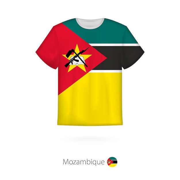 Diseño de camisetas con bandera de Mozambique. Plantilla de vector de camiseta.