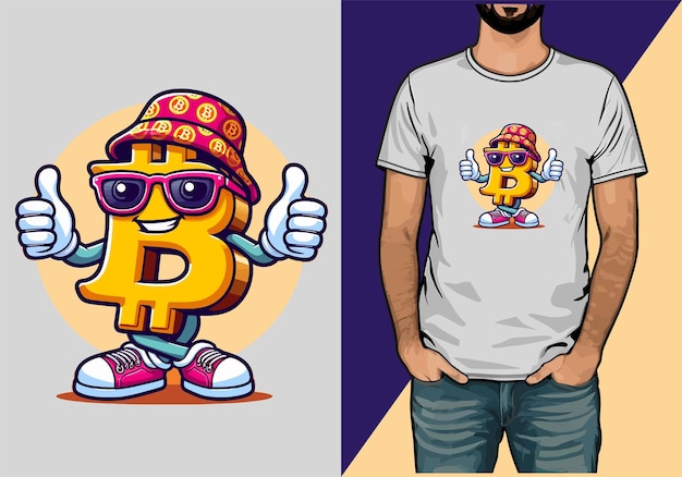 Vector diseño de camisetas de bitcoin diseño de camisetas de criptomoneda