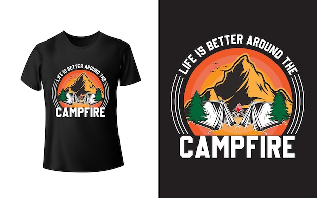 Diseño de camisetas de campamento La vida es mejor alrededor del campamento
