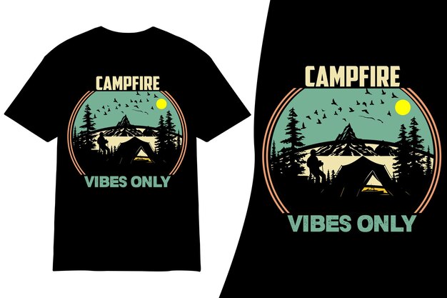 Vector el diseño de camisetas de camping es un vector de elementos de camping.