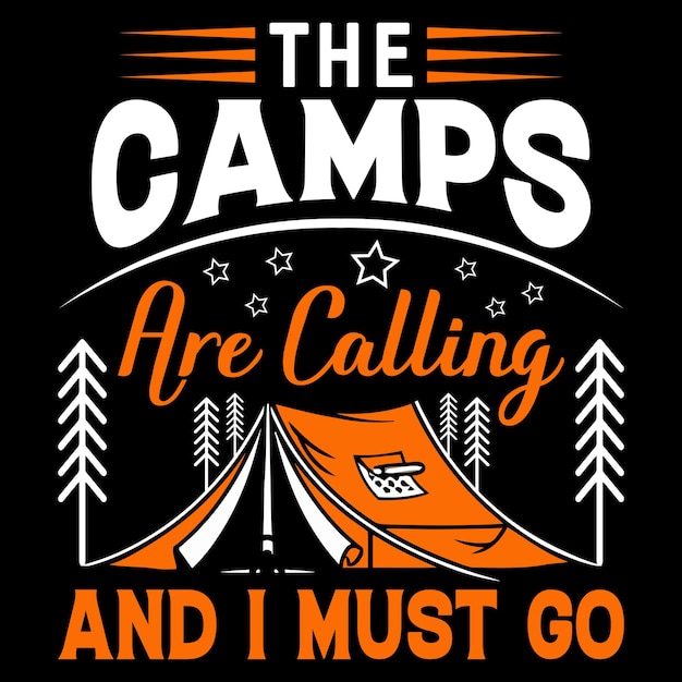 Diseño de camisetas de camping, vector de camping, elemento de camping, ilustración de montaña, aventura al aire libre