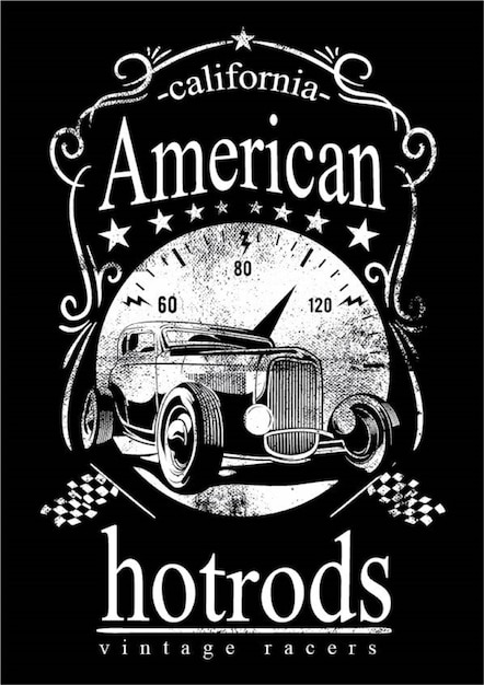 Vector diseño de camisetas de coches de carreras vintage