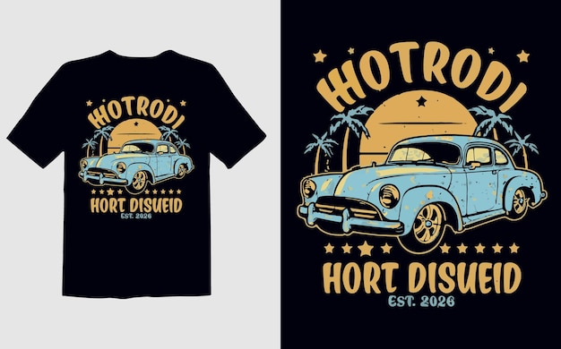 Diseño de camisetas de coches clásicos de época