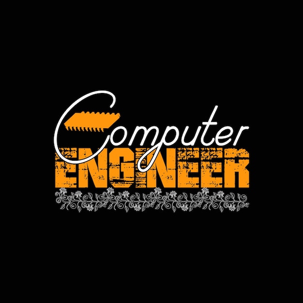 Diseño de camisetas de computadora, tipografía de ingeniero informático, ilustración vectorial
