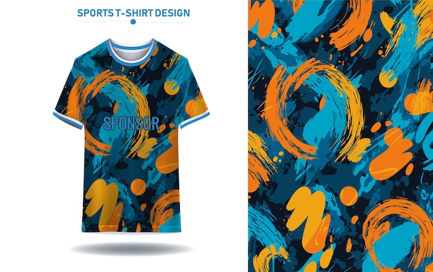 Diseño de camisetas deportivas con elementos abstractos de pinceladas