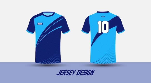 Diseño de camisetas deportivas de fútbol en color azul