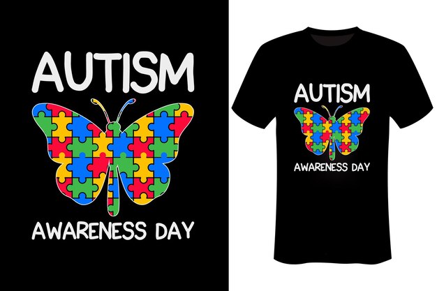 Vector diseño de camisetas para el día mundial del autismo