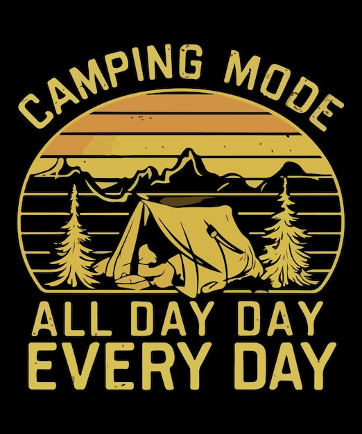 Diseño de camisetas divertidas para acampar al aire libre