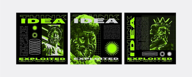 Vector diseño de camisetas estatua vestimenta maximalismo tendencias de diseño