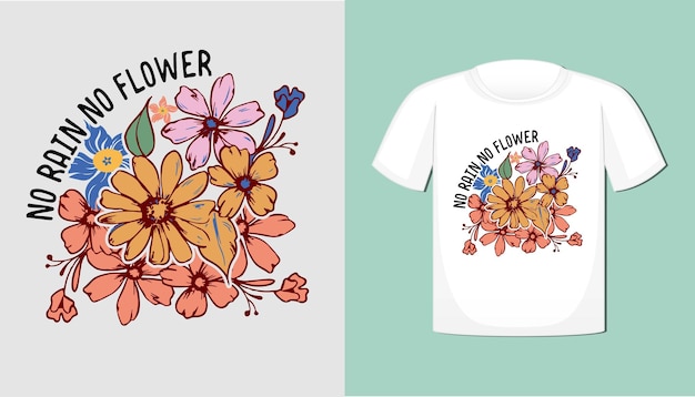 Vector diseño de camisetas florales boho