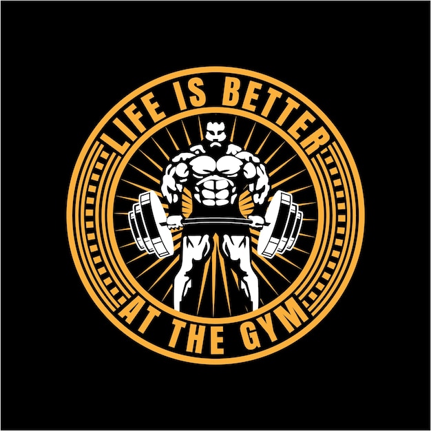 Vector diseño de camisetas de gimnasio la vida es mejor en el gimnasio diseño de camisetas de gimnasio diseño de fitness