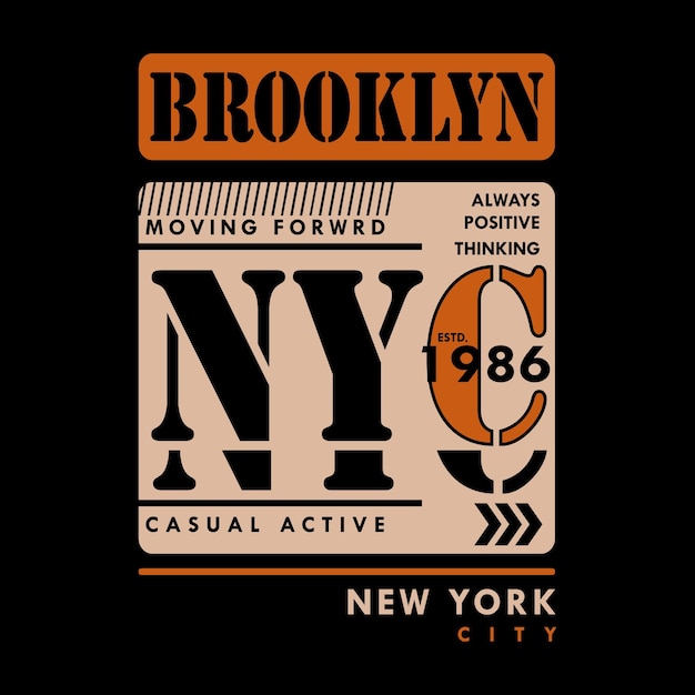 diseño de camisetas gráficas de brooklyn tipografía ilustración vectorial estilo casual