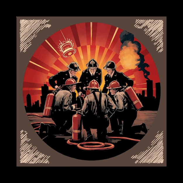 Diseño de camisetas con ilustraciones vectoriales de bomberos