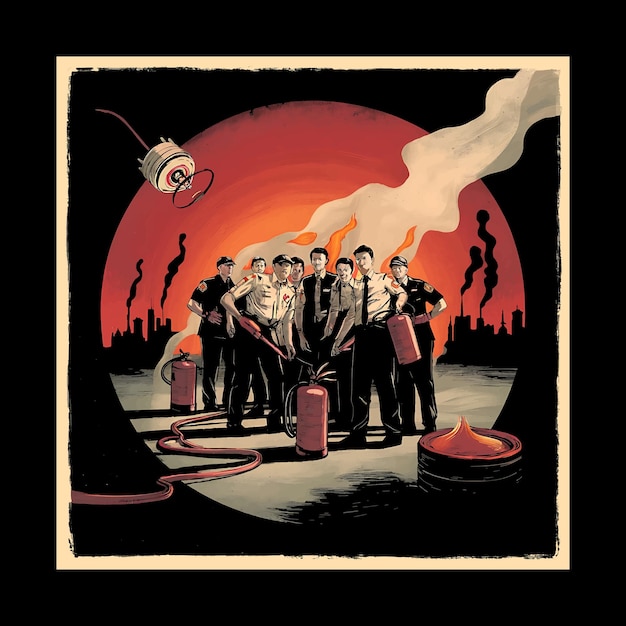 Diseño de camisetas con ilustraciones vectoriales de bomberos
