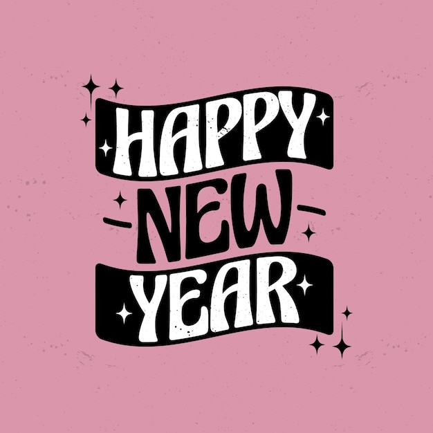 Diseño de camisetas con letras de Feliz Año Nuevo