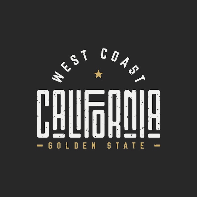 Diseño de camisetas con letras tipográficas de California