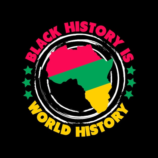 Diseño de camisetas del Mes de la Historia Negra, tipografía del Mes de la Historia Negra, ilustración vectorial