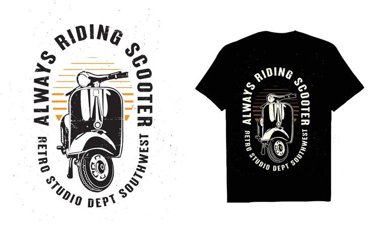 Diseño de camisetas de motocicleta vintage con fondo grunge camiseta de motocicleta antigua cartel gráfico vectorial de motocicleta clásica estadounidense plantilla en blanco y negro