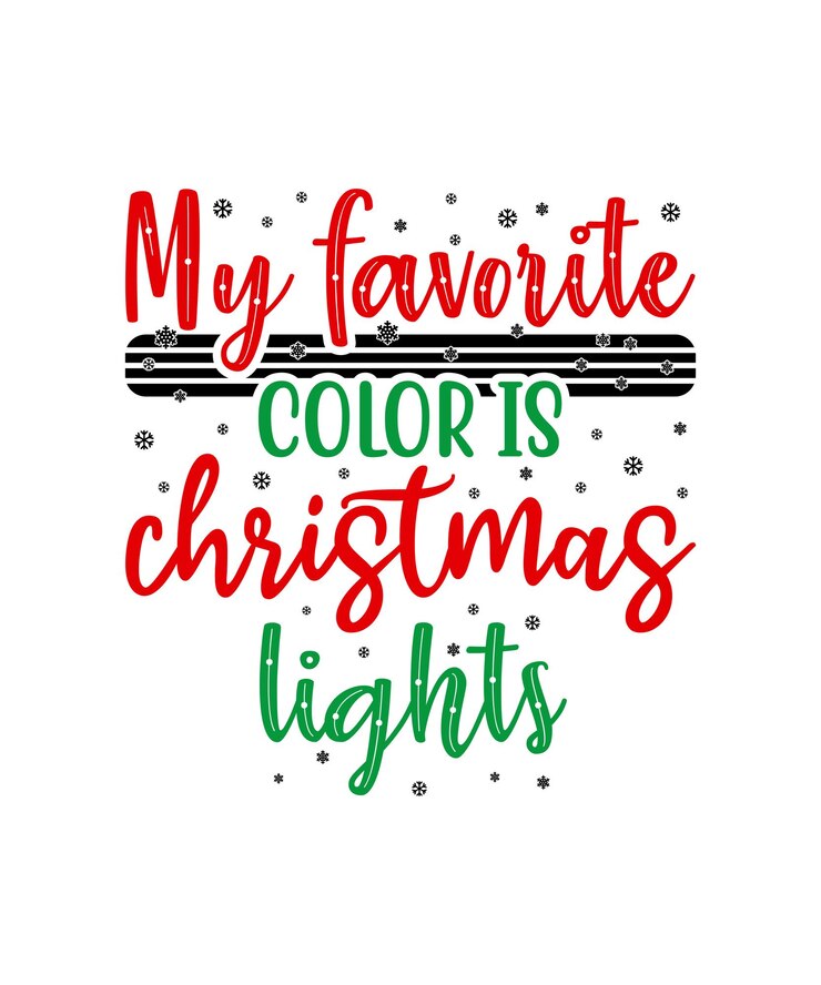 Diseño de camisetas navideñas mi color favorito son las luces navideñas - Diseño vectorial de letras navideñas