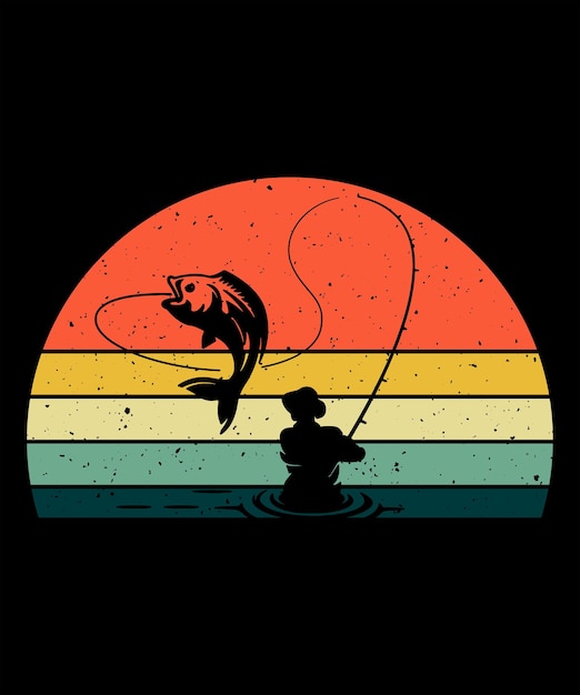 Vector diseño de camisetas de pesca diseño de camisetas vintage