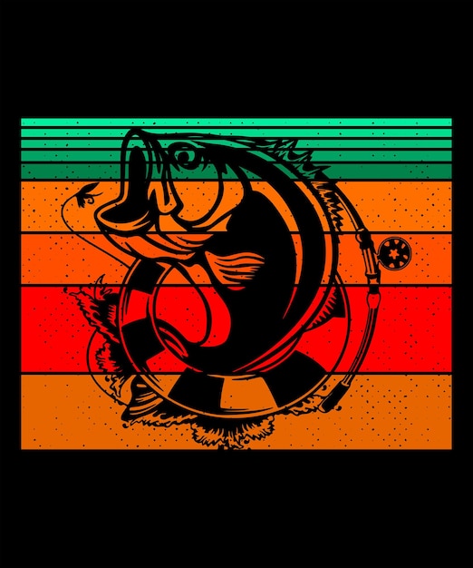 Vector diseño de camisetas de pesca diseño de camisetas vintage